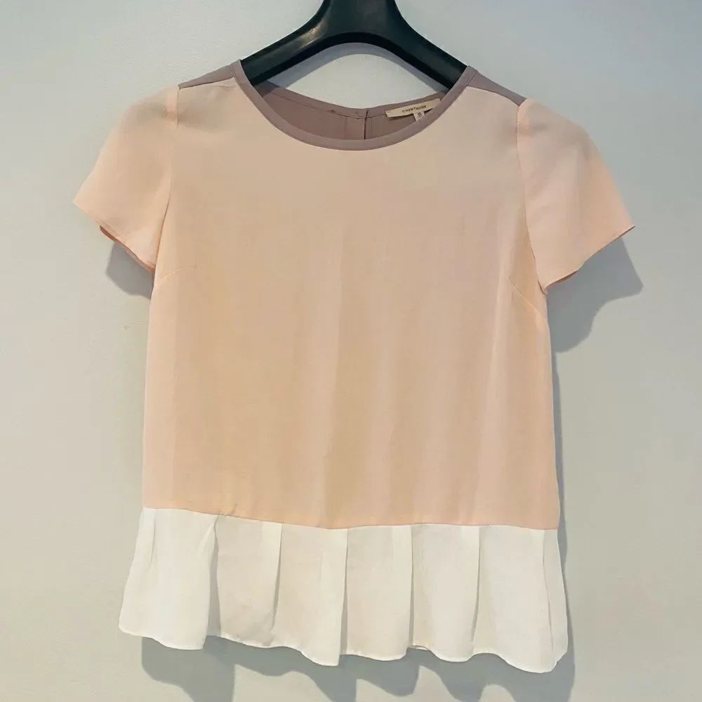41 Hawthorn Stitch Fix Colorblock Peplum Button Back Top Size Small